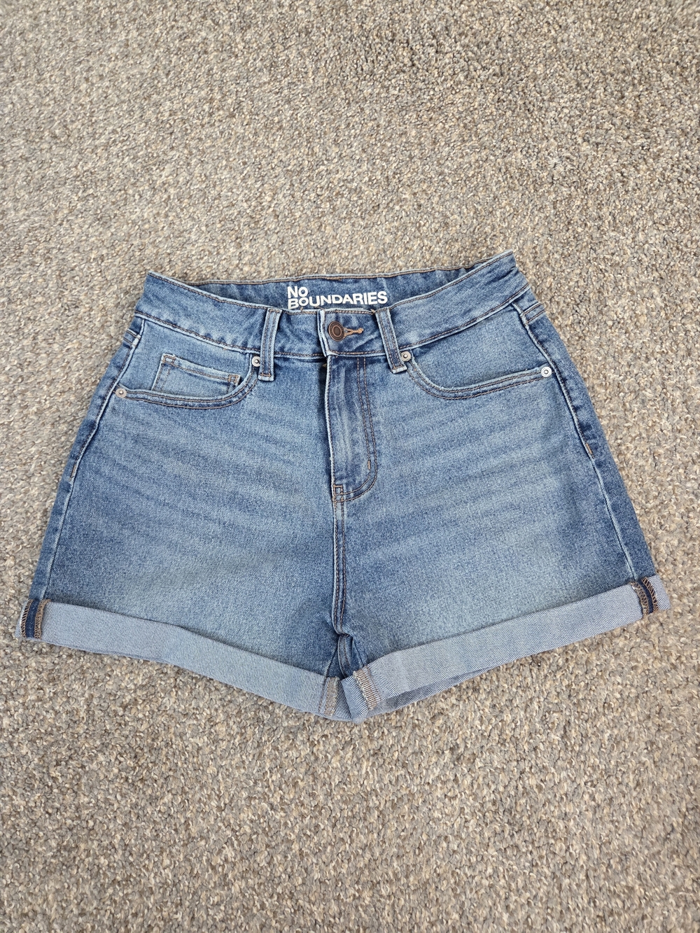 No Boundaries Light Blue Denim Cuffed Shorts